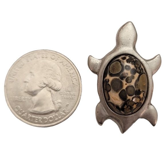 Kenneth Kantro Art Glass Pewter Turtle Pin Pendant, Signed E185 - Picture 3 of 6